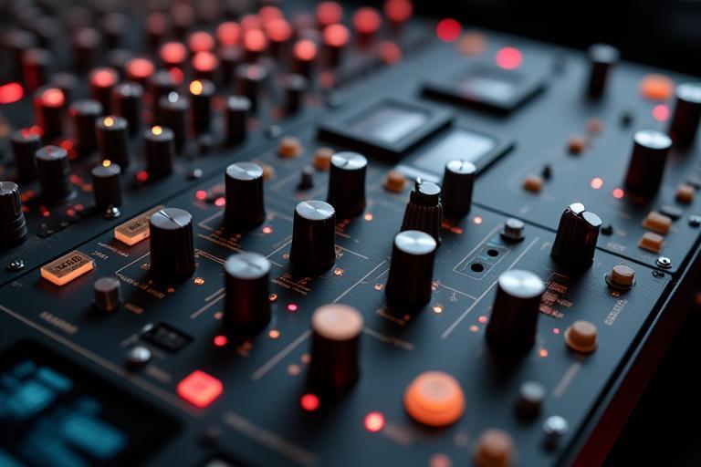 Close-up of outboard gear rack at Estúdio Ondas Sonoras featuring compressors and EQs